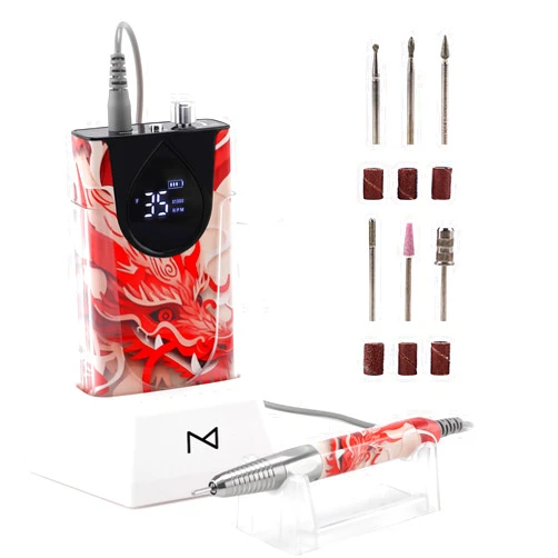 M Max - Nail Drill Professional - 2-in-1 Brushless Motor Nails Drill Machine - Electric, Cordless, Aluminium Alloy Casing, 35000 RPM, HD Display - Perfect for Salon & Home Use Special Edition - Dragon