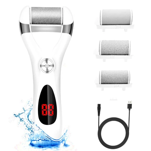 Elmchee Electric Foot Callus Remover Kit, Elmchee Rechargeable Callous removers 3 Grinding Heads Waterproof Foot Scrubber File, Professional Pedicure Tools kit Feet Care for Dead, Cracked Dry Skin