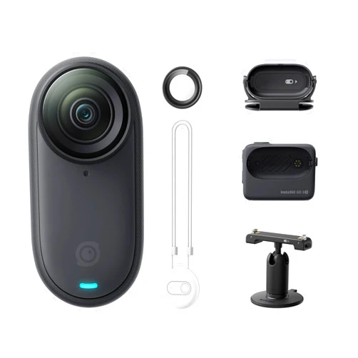 Insta360 GO 3S - 64 GB Black 4K Tiny Portable Vlogging Camera, Hands-Free POVs, Mount Anywhere, Stabilization, 140 Min Battery Life, 10m Waterproof, Apple Find My, Pet POV