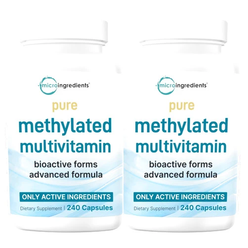 Micro Ingredients 2 Pack Pure Methylated Multivitamin, 480 Capsules | 19-in-1 Formula with Vitamins C, D, B12, Folate, Magnesium, Zinc, & More | Supports Daily Wellness & Immune Health | Filler Free