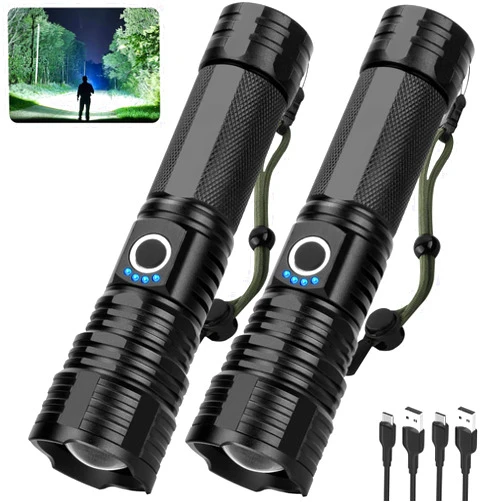 Sigoobal Rechargeable Flashlights High Lumens, 900000 Lumen Super Bright Flashlight, 2pack Led High Powered Flash Light, Flashlight for Home, Camping, 5 Modes/12h Run Time for Outdoor, IPX6 Waterproof