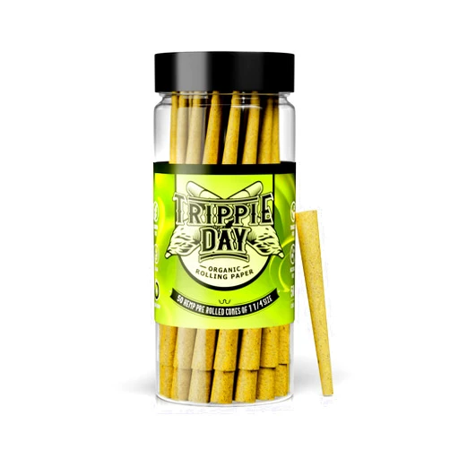 Trippie Day 50 Pre rolled Pressed Hemp Cones | Includes Packing Sticks | King size (109mm)