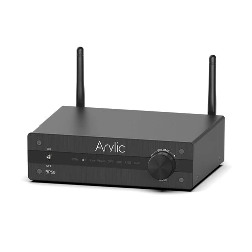 Arylic BP50 Bluetooth 5.2 aptX HD Music Receiver for Home Stereo with HDMI ARC, Phono in, RCA Optical Output for AV Receiver or Stereo Preamplifier and GO Control APP.