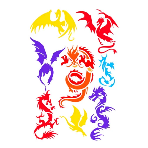 FINGERINSPIRE Dragons Painting Stencil 8.3x11.7 inch Reusable Western Wing Dragons Pattern Drawing Template DIY China Dragons Decoration Stencil for Painting on Wood Wall Fabric Furniture
