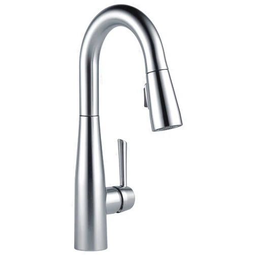 Delta Faucet Essa Bar Faucet Brushed Nickel, Bar Sink Faucet Single Hole, Wet Bar Faucets with Pull Down Sprayer, Prep Sink Faucet, Faucet for Bar Sink, Arctic Stainless 9913-AR-DST