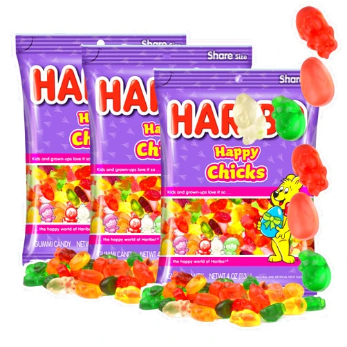 Sweetzo 2025 Easter Happy Chick Gummies, Spring Themed Gummy Candy, Shareable Bags, Fruit Flavored, 4 Ounces (Pack of 3)