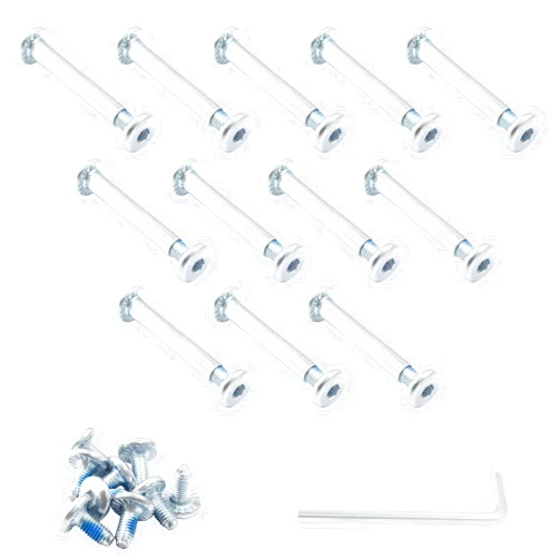 Luomorgo 12 Sets Inline Skate Wheel Screw, 6mm/15/64 OD Shaft Hex Socket Screw Axles for Roller Skate with Allen Wrench （Long）