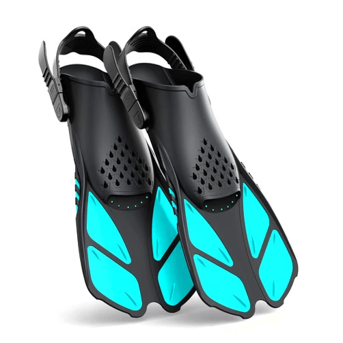 Greatever Snorkel Fins Adjustable Buckles Open Heel Swim Flippers Travel Size Short Swim Fins for Snorkeling Diving Swimming Adult Men Womens