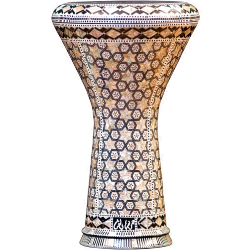 Malik Instruments The Ivory Stars Darbuka by Gawharet El Fan (World Percussion) - Arabic Darbuka Drum/Doumbek Drum with White Head