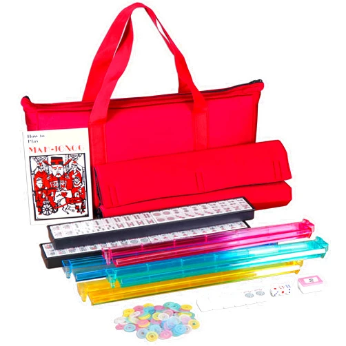 Nova Microdermabrasion American Mahjong Mah Jongg Set 166 Tiles 4 All-in-One Color Rack/Pushers Red Paisley Soft Bag Full Size Complete Mahjongg Ma Jong Set