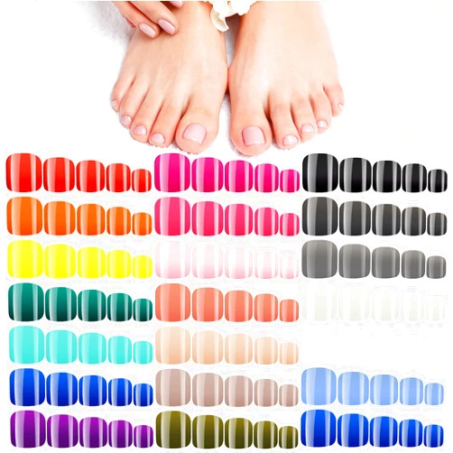 Maitys 480 Pieces 20 Sets Short Square False Toe Nails Glossy Press on Toe Nails Tips Full Cover Square False Nails Colorful Artificial Nails for DIY Women Girls Nail Art Salon, 20 Colors