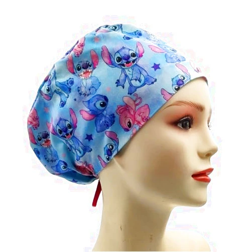 Genie Scrub Caps Tropical Hawaiian Women's Euro Scrub Adjustable Work Cap (Stitch & Lilo Angel)