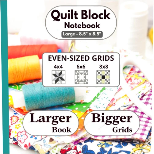 Poppy Patchwork,Jayne Trueman Quilt Block Notebook: Quick & Easy Quilt Block Builder for Quilters | Bigger EVEN-sized grids