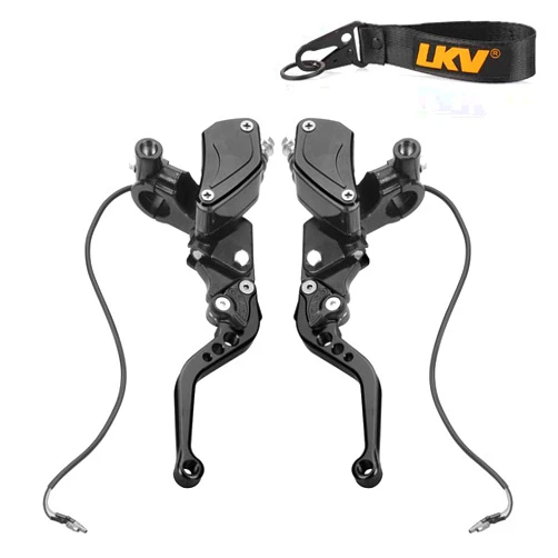 LKV Motorcycle Brake Clutch Pump Lever with Dual Hydraulic Master Cylinder Reservoir Set 7/8