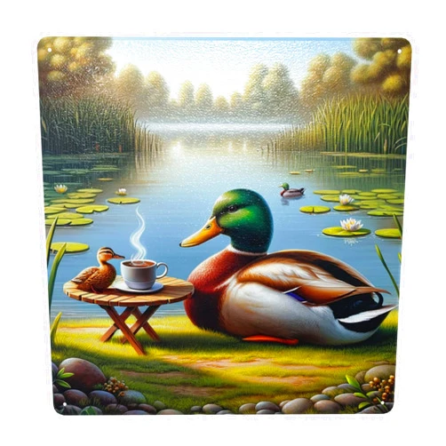 CDSASHCA Morning Serenity Duck & Coffee Pond Scene Decorative Wall Art Decor Vintage Metal Tin Sign,Ideal For Home Decor,Kitchen,Pub,Cafe,Outdoor Patio,Antique Original Tinplate For Farmhouse Garden 12x12inch