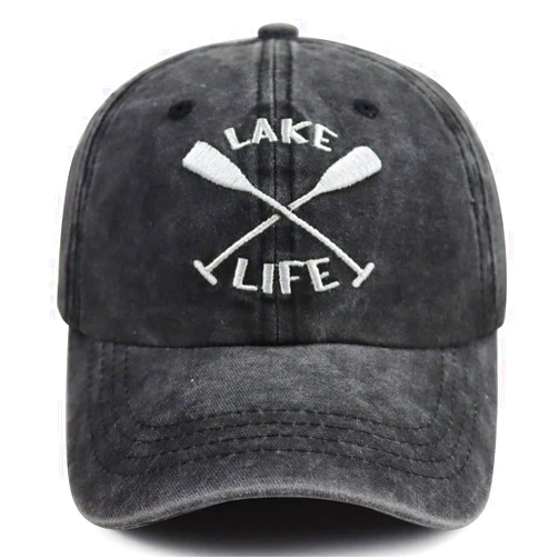 Xpayzere Lake Life Hats for Women Men, Funny Adjustable Washed Cotton Embroidered Summer Vacation Sun Baseball Cap