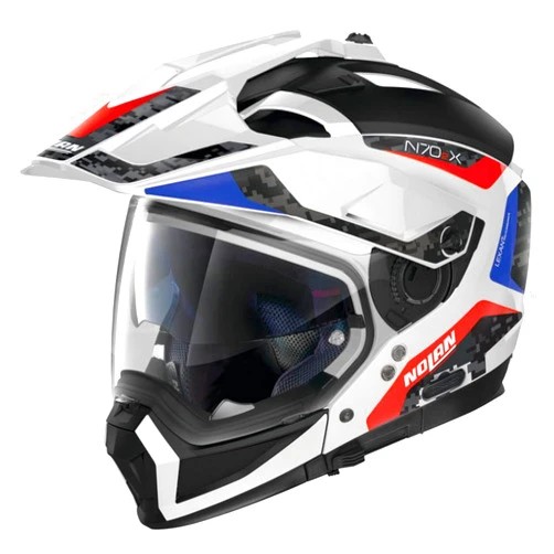 Nolan N70-2 X Torpedo Modular Motorcycle Helmet Matte White/Blue/Red SM