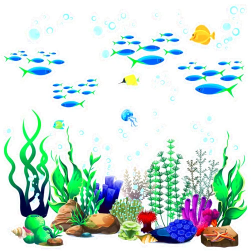 Zonon Under The Sea Wall Decals Coral Reef and Seaweed, Ocean Wall Decals Stickers, Undersea Decor Stickers, Underwater Sea Stickers for Nursery Living Room Office(Classic Style)