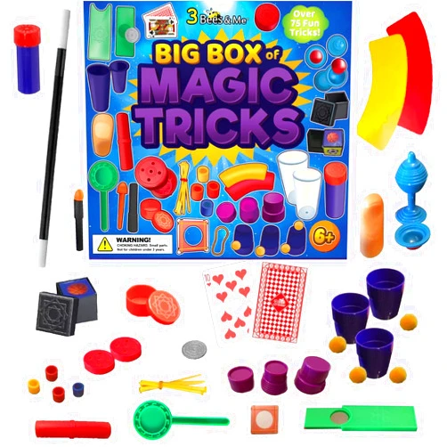 3 Bees & Me Deluxe Magic Kit Set with Toy Wand & 75 Magic Tricks for Kids - Best Age 6 7 8 9 10 11 12