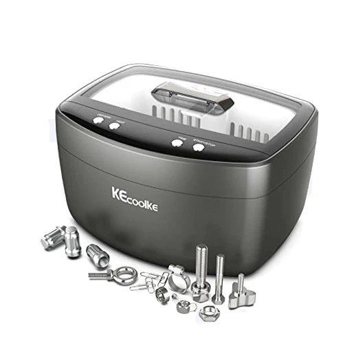 KECOOLKE 2.5L Large Capacity Ultrasonic Cleaner with Degas, Heating and Time Setting 160 Watts Powerful Double Transducers for Jewelry Ring Silver Retainer Tools Denture Coins for Gifts