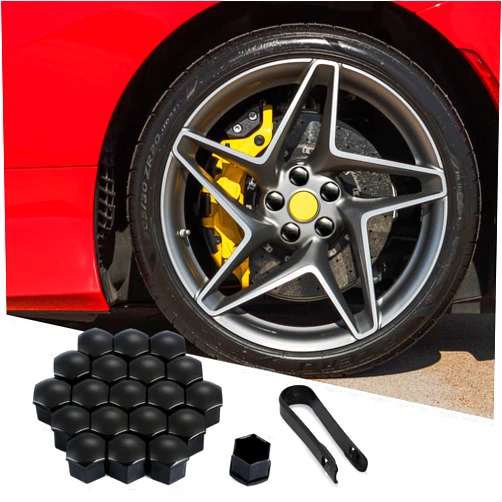 Bestmoy 20PCS Car Wheel Nut Caps, 17mm Hex Lug Nut Bolt Covers with Remover Tool, Screw Caps for Car Tires, Automotive Wheel Hub Lug Nut Protector (Black)