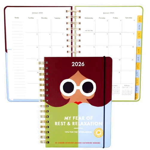 kate spade new york Daily Planner 2026 Large Agenda January-December 2026, Hardcover Weekly and Monthly Spiral Planner with Stickers (Book Club)