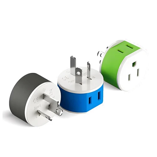 OREI Australia, New Zealand, China Power Plug Adapter with 2 USA Inputs - Travel 3 Pack - Type I (US-16) Safe Grounded Use with Cell Phones, Laptop, Camera Chargers, CPAP, and More