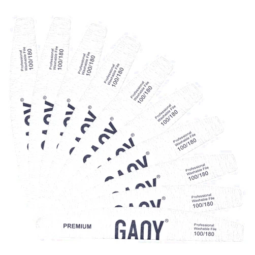 GAOY Nail File, 10Pcs Professional 100/180 Grit Half-Moon Shaped Double Sides Washable Emery Boards Manicure Tools for Acrylic and Gel Nails