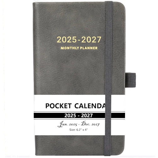 Tullofa 2025-2027 Pocket Planner - Monthly Pocket Calendar (36-Month) With 60 Notes Pages, Jan. 2025 - Dec. 2027, 6.2