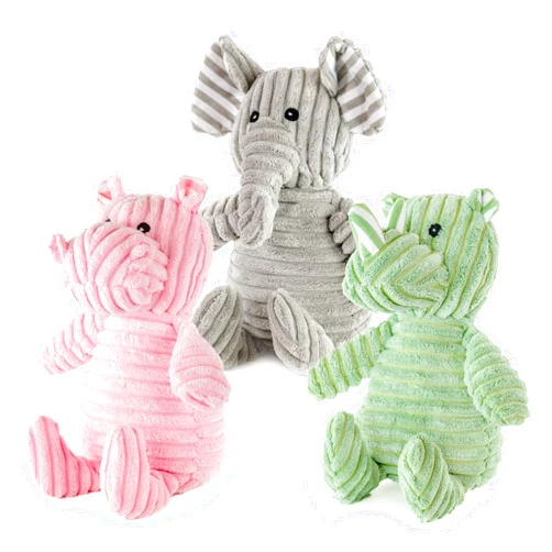 Giftable World Dog, Safari and Bug Pet Plush Toy with Squeaker (Rhino, Hippo, Elephant)