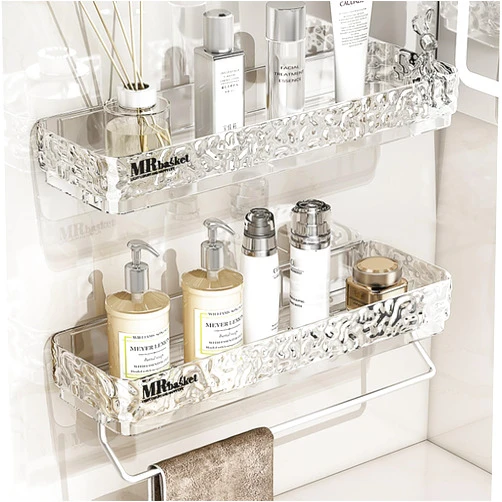 Limvoo Acrylic Shower Shelves Shower Caddy No Drilling Wall Mounted Extra Large Organizer for Bathroom, Kitchen, Living Room(3 Pack)