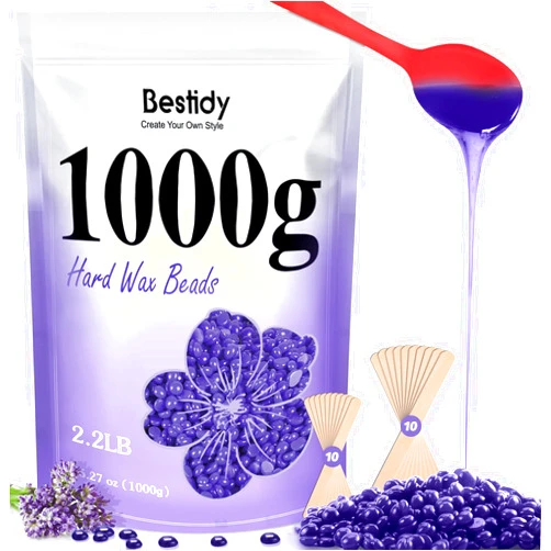Bestidy Wax Beads, Bagged 1000g, Waxing beans for Hair Removal, Women Men, Home Waxing for All Body and Brazilian Bikini Areas