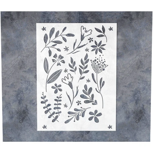 G GSS Designs GSS Designs Wildflower Stencil for Painting on Wall Wood Canvas Furniture Reusable Art Flower Stencil for Craft Leaf Stencils for Walls 12x16Inch