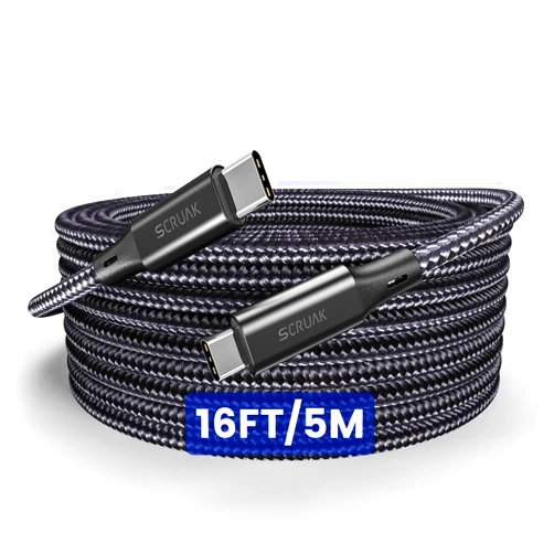SCRUAK Extra Long iPhone 16 15 Charger Cable 16Ft, 16 Feet USB C to C Cable Fast Charging Nylon Braided iPhone 16 15 USB C Charger Cord for iPhone 16/15 Plus,16/15 Pro,16/15 Pro Max/iPad Pro/Air/Min 6