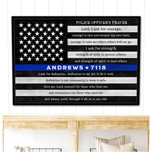 Pretty Perfect Studio Custom Police Officer Academy Graduation Gift, Personalized Law Enforcement For Cop, Deputy Sheriff, NYPD State Trooper, Police Prayer Sign On Canvas Wall Art 8