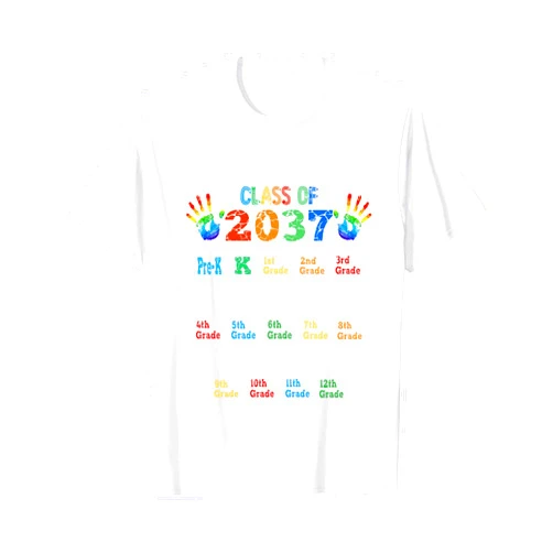 Back To School Class of - Grow With Me Handprint Class of 2037 Grow With Me Color Handprint Pre-K 12th Grade T-Shirt