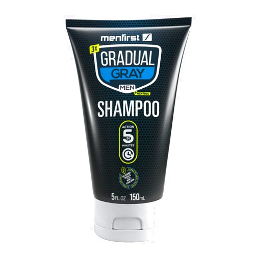 MENFIRST Gray Hair Darkening Shampoo - Gradual Hair Color for Gray Coverage, Hypoallergenic & Chemical-Free, Dark Shades