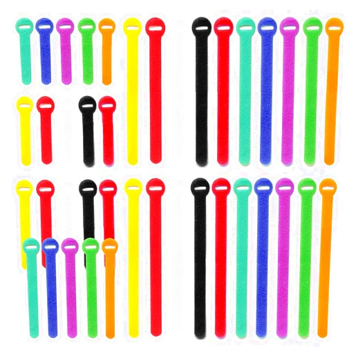 HAVE ME TD Cable Ties，4+6+8+10 Inch Reusable Cable Management,100PCS Multi-Purpose Adjustable Cord Organizer，Fastening Microfiber Cloth Hook and Loop Cable Organizer Wire Straps，Assorted Colors