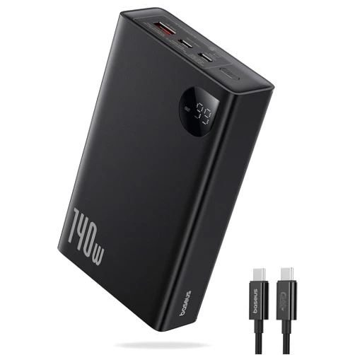 Baseus 140W Portable Charger,24000mAh Laptop Power Bank,3-Port Fast Charging USB C Battery Pack,2 USB-C&1 USB-A,Smart Digital Display Battery Bank for iPhone 15/14/13,Samsung,iPad,MacBook,Dell XPS,HP