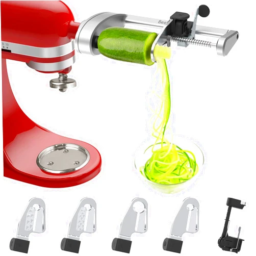 Bestand Spiralizer Attachment (5 Blades) Compatible with KitchenAid Stand Mixer, Comes with Peel, Core and Slice (Not KitchenAid Brand Spiralizer)