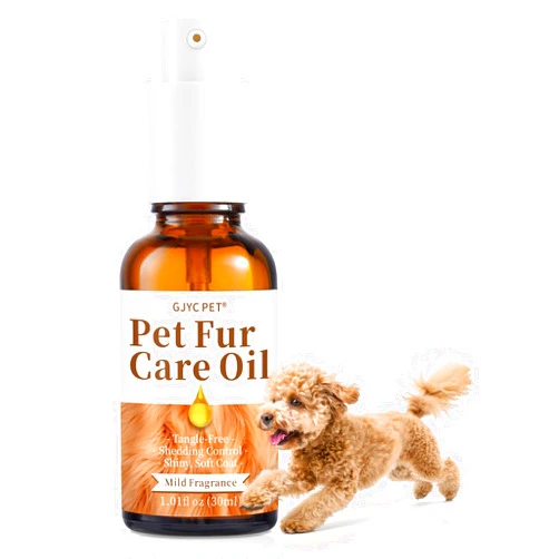 GJYC PET Pet Fur Care Oil - Tangle Remover, Shiny & Silky Coat, Soothing Skin Protection with Collagen and Natural Oils - Leave-in Formula for Dogs and Cats - 1.01 fl. oz