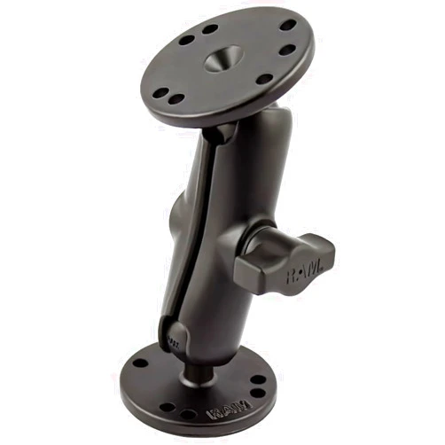 RAM Mounts Universal Double Ball Mount with Two Round Plates RAM-B-101U with Medium Arm for Drill-down Mounting