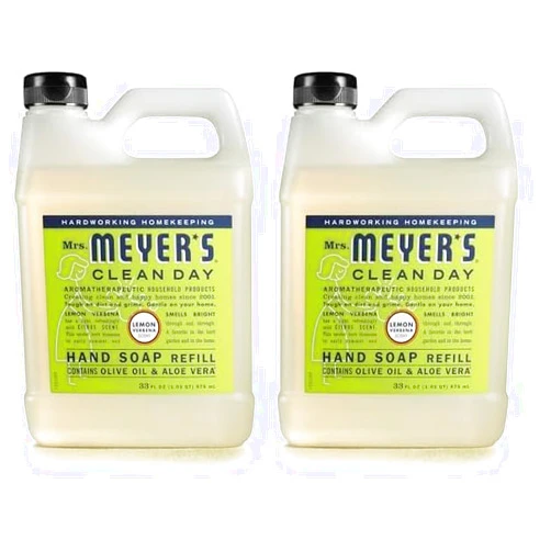 MRS. MEYER'S CLEAN DAY Liquid Hand Soap Refill, Cruelty Free and Biodegradable Formula, Lemon Verbena Scent, 33 oz (Pack of 2)
