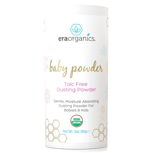 Era Organics USDA Organic Baby Powder Talc-Free Dusting Powder - Soothing Organic Arrowroot, Calendula and Cornstarch Baby Powder for Newborn, Babies and Toddlers - Made in USA - 3oz/85g