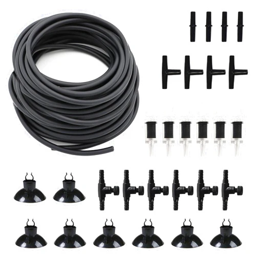 Pewyoke Premium 50FT 3/16inch Air Hose for Aquarium with Connector,Check Valve, Control Valve Accessories (Black, 50 ft.)