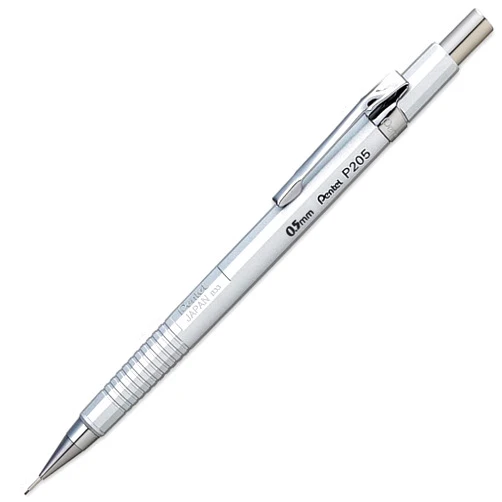 Pentel P205-Z Mechanical Automatic Pencil - P200 Series - Metal Aluminium - 0.5mm - Single