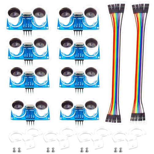 Smraza 8pcs Ultrasonic Sensor Module HC-SR04 with 4pcs Mounting Bracket Distance Sensor Compatible with Arduino Kit, for Mega2560, Robot, Duemilanove (8)