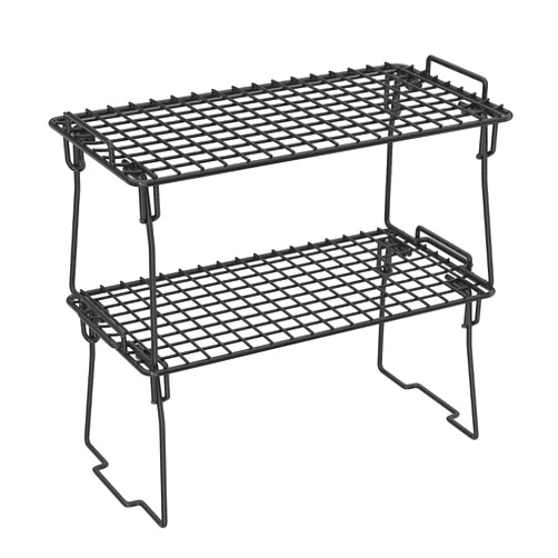 Kvaroroyal Set of 2 Kitchen Counter Shelf, Stackable Cabinet Organizer Shelves, Foldable Pantry Shelf, Spice Rack for Cabinet, Cupboard Organization Storage for Cup, Plate, Dish