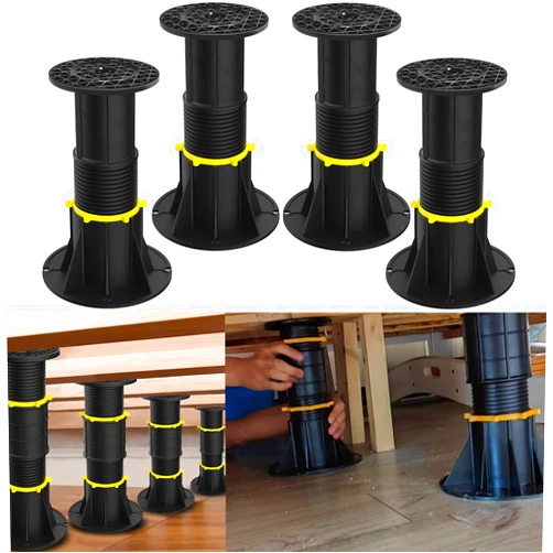 CHORMING Adjustable Bed Frame Support Leg Bed Frame Center Support Leg Bed Furniture Board Support Center Slat Heavy for Bed Frame,Cabinet and Wooden Furniture 4pcs (7.87