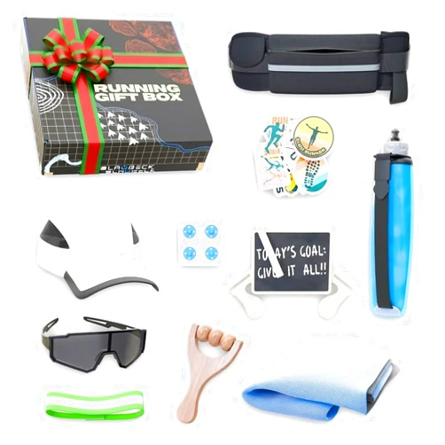 BLAUBECK Ultimate Running Gift Box – Cool Runner Presents and Marathon Essentials for Women – Christmas Running Gift - Contains Sunglasses Hat Running Belt Foldable Water Bottle